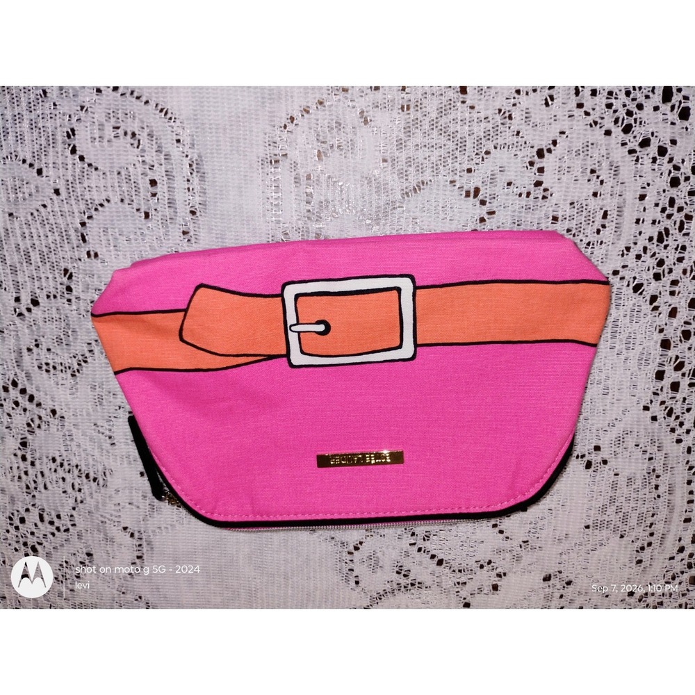 Estée Lauder Pink Cosmetic Bag Makeup Pouch Belt Design Holiday Travel